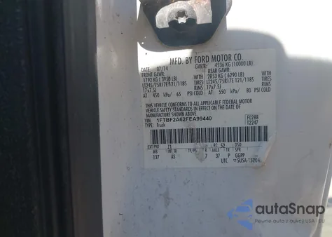 2015 Ford F-250 Xl z USA, uszkodzony, nr VIN 1FTBF2A62FEA99440